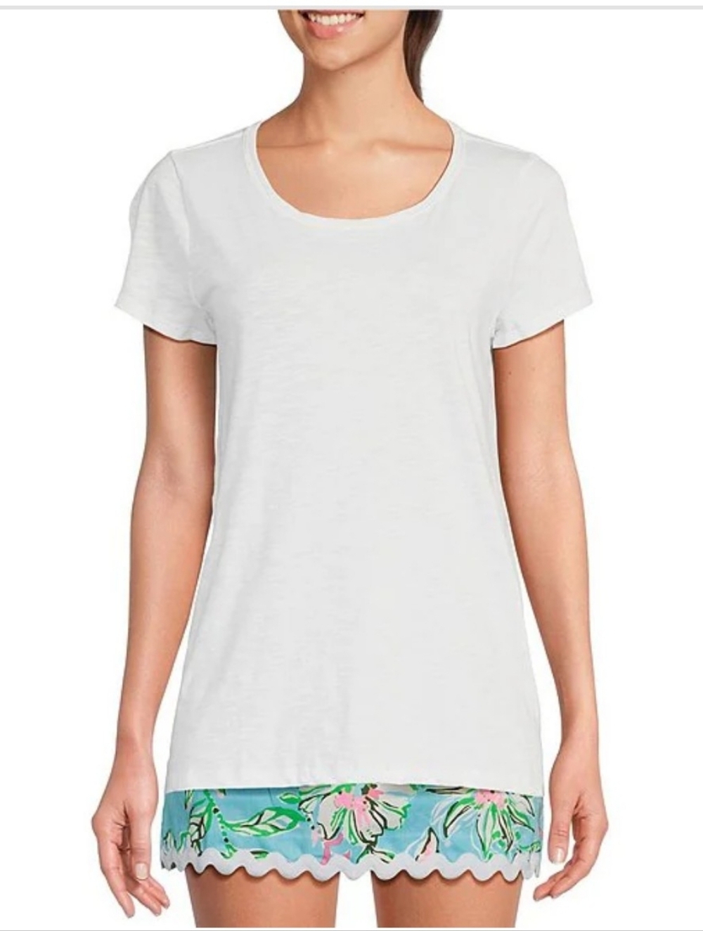 Lilly Pulitzer Etta White Scoop Neck Short Sleeve Tee Size XS